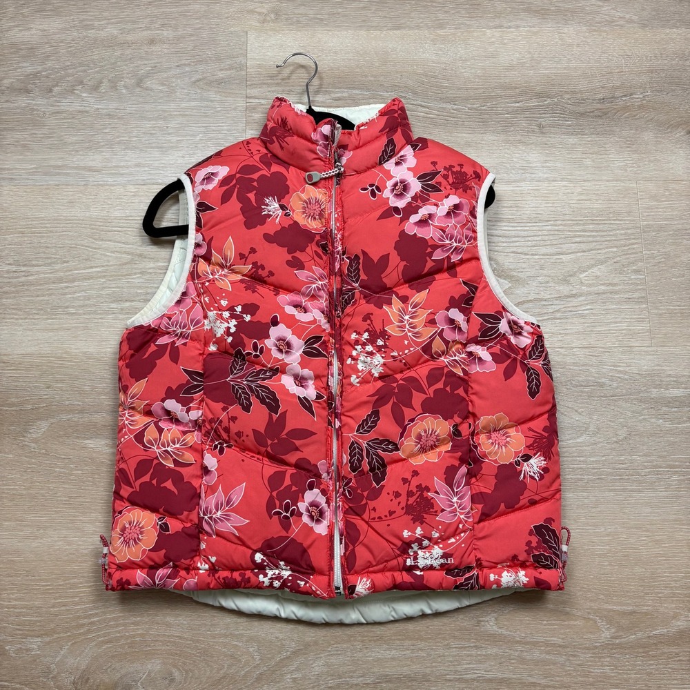 LL Bean Reversible Down Puffer Quilted Full Zip Vest Women's‎ Medium